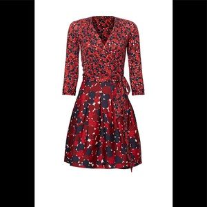 Diane von Furstenberg Red Jewel Mikado Wrap Dress
